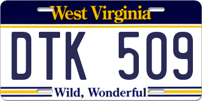 WV license plate DTK509