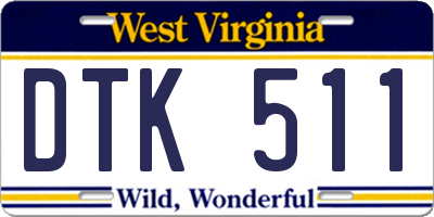 WV license plate DTK511