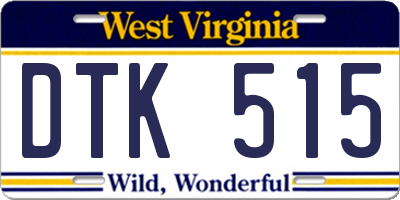 WV license plate DTK515