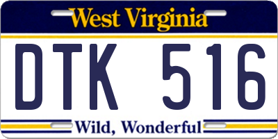 WV license plate DTK516