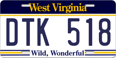 WV license plate DTK518