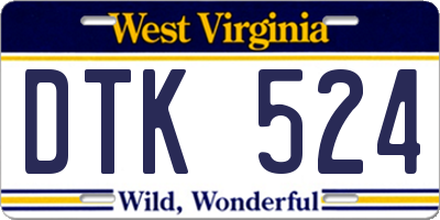 WV license plate DTK524