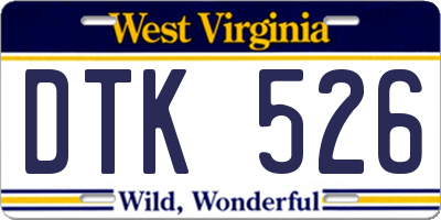 WV license plate DTK526