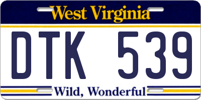 WV license plate DTK539