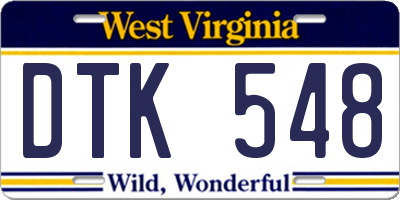 WV license plate DTK548