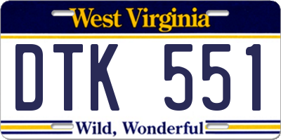 WV license plate DTK551