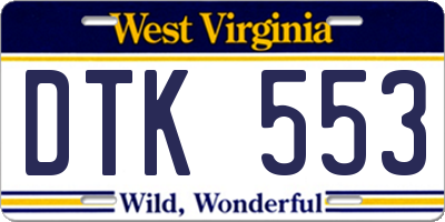 WV license plate DTK553