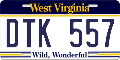 WV license plate DTK557