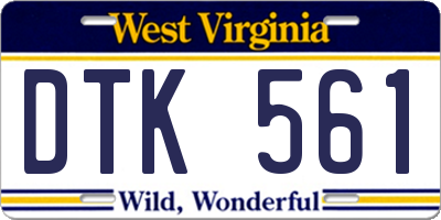 WV license plate DTK561