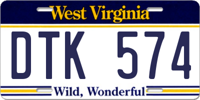 WV license plate DTK574