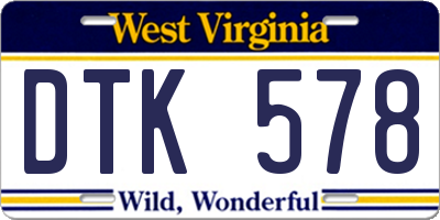 WV license plate DTK578