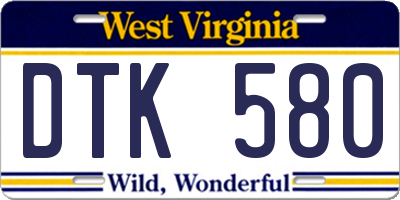 WV license plate DTK580