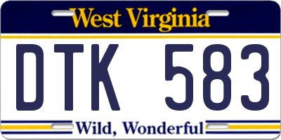 WV license plate DTK583