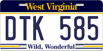 WV license plate DTK585