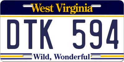 WV license plate DTK594