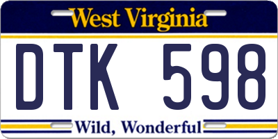 WV license plate DTK598
