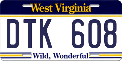 WV license plate DTK608