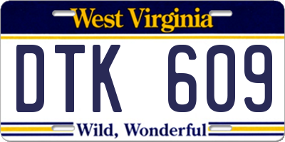 WV license plate DTK609