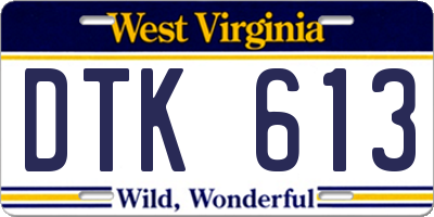 WV license plate DTK613