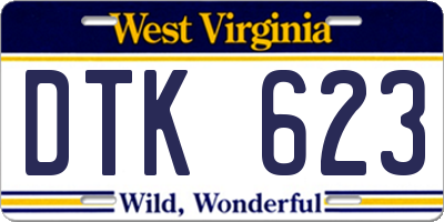 WV license plate DTK623