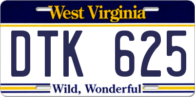 WV license plate DTK625
