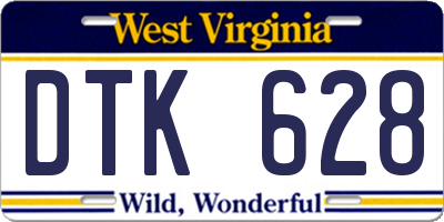 WV license plate DTK628