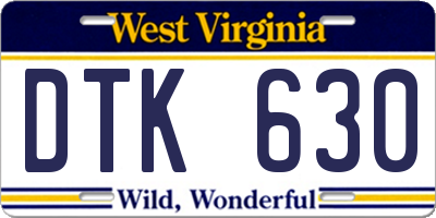 WV license plate DTK630