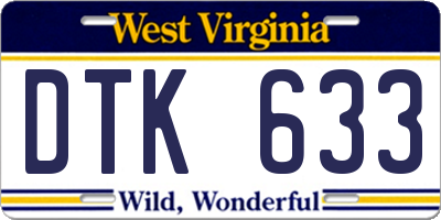 WV license plate DTK633