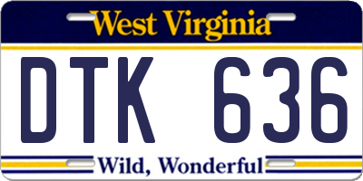 WV license plate DTK636