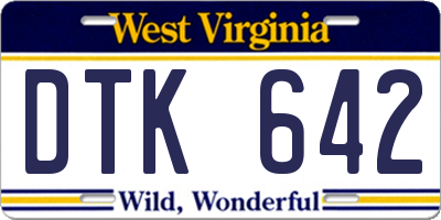 WV license plate DTK642
