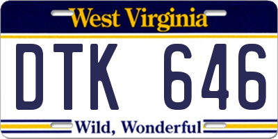 WV license plate DTK646