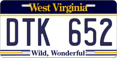 WV license plate DTK652