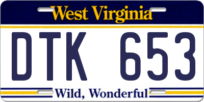 WV license plate DTK653