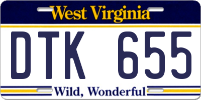 WV license plate DTK655