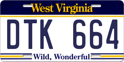WV license plate DTK664
