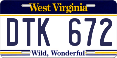 WV license plate DTK672