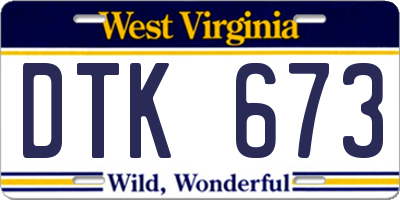 WV license plate DTK673