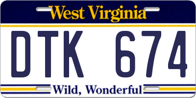 WV license plate DTK674