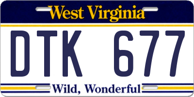 WV license plate DTK677