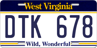 WV license plate DTK678