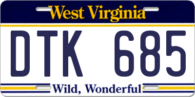 WV license plate DTK685