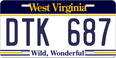 WV license plate DTK687