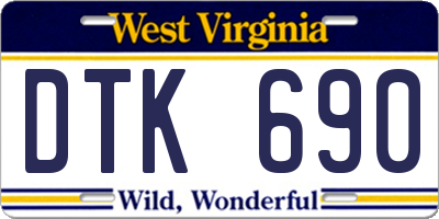 WV license plate DTK690