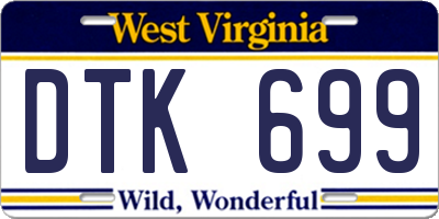 WV license plate DTK699