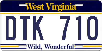 WV license plate DTK710