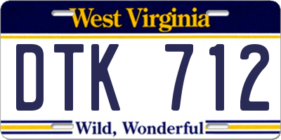 WV license plate DTK712