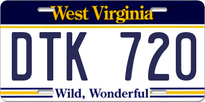 WV license plate DTK720
