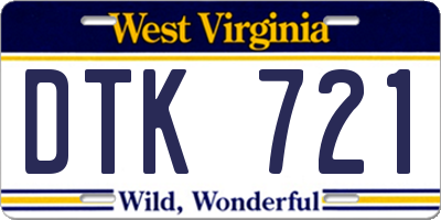 WV license plate DTK721