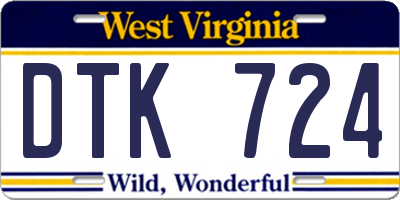 WV license plate DTK724