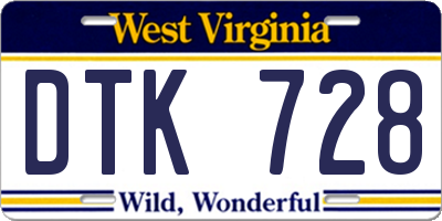 WV license plate DTK728